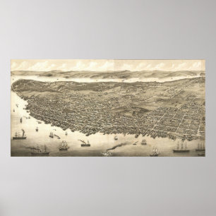 Vintage Pictorial Map of Halifax (1879) Poster