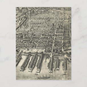 Vintage Pictorial Map of Hoboken NJ (1904) Postcard