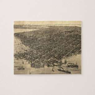 Vintage Pictorial Map of Key West FL (1884) Jigsaw Puzzle