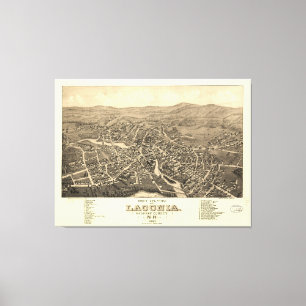 Vintage Pictorial Map of Laconia NH (1883) Canvas Print