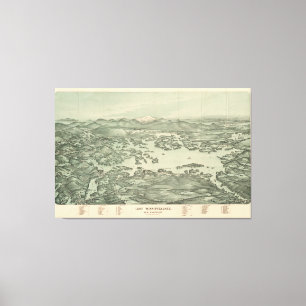Vintage Pictorial Map of Lake Winnipesaukee (1903) Canvas Print