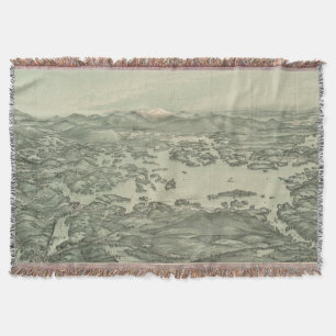 Vintage Pictorial Map of Lake Winnipesaukee (1903) Throw Blanket