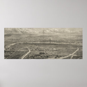 Vintage Pictorial Map of London England (1861) Poster