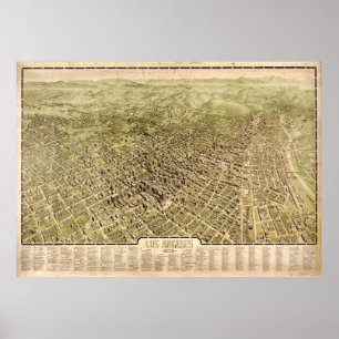 Vintage Pictorial Map of Los Angeles (1909) Poster