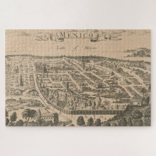 Vintage Pictorial Map of Mexico City (1890) Jigsaw Puzzle