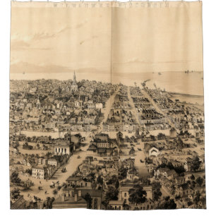 Vintage Pictorial Map of Milwaukee WI (1854) Shower Curtain