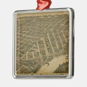 Vintage Pictorial Map of Montgomery Alabama (1887) Metal Tree Decoration