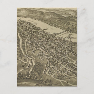 Vintage Pictorial Map of Morgantown WV (1897) Postcard