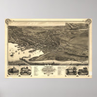 Vintage Pictorial Map of Nantucket (1881)