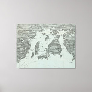 Vintage Pictorial Map of Narragansett Bay (1907) Canvas Print