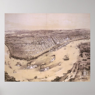 Vintage Pictorial Map of New Orleans (1851) Poster