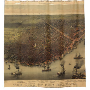 Vintage Pictorial Map of New Orleans (1885) Shower Curtain