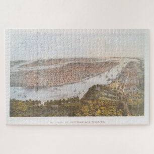 Vintage Pictorial Map of New York City (1866) Jigsaw Puzzle