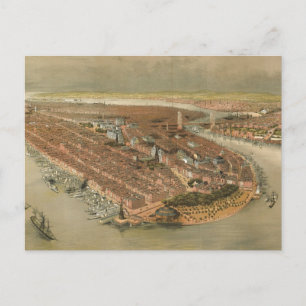 Vintage Pictorial Map of New York City (1874) Postcard