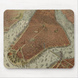Vintage Pictorial Map of New York City (1879) 2 Mouse Mat