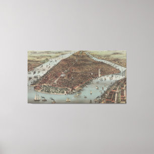 Vintage Pictorial Map of New York City (1883) Canvas Print