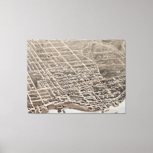 Vintage Pictorial Map of Newburgh New York (1875) Canvas Print