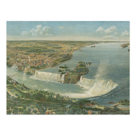Vintage Pictorial Map of Niagara Falls NY (1893) Postcard