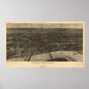 Vintage Pictorial Map of Omaha Nebraska (1906) Poster