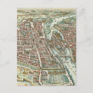 Vintage Pictorial Map of Paris (1615) Postcard