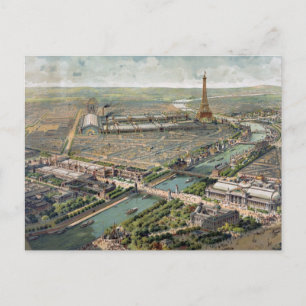 Vintage Pictorial Map of Paris (1900) Postcard
