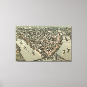 Vintage Pictorial Map of Pittsburgh (1902) Canvas Print
