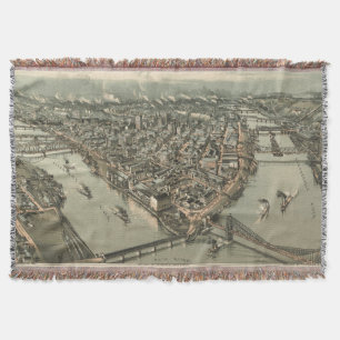 Vintage Pictorial Map of Pittsburgh (1902) Throw Blanket