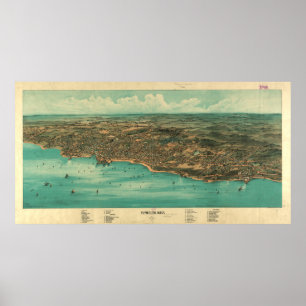 Vintage Pictorial Map of Plymouth MA (1910) Poster