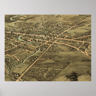 Vintage Pictorial Map of Pontiac Michigan (1867) Poster