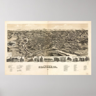 Vintage Pictorial Map of Roanoke Virginia (1891) Poster