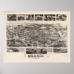 Vintage Pictorial Map of Rockaway NJ (1902) Poster