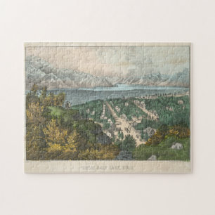 Vintage Pictorial Map of Salt Lake City UT (1870) Jigsaw Puzzle