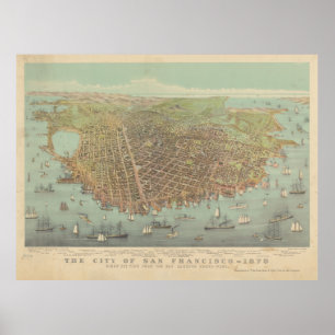 Vintage Pictorial Map of San Francisco CA (1878) Poster