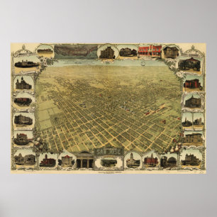 Vintage Pictorial Map of San Jose CA (1901) Poster