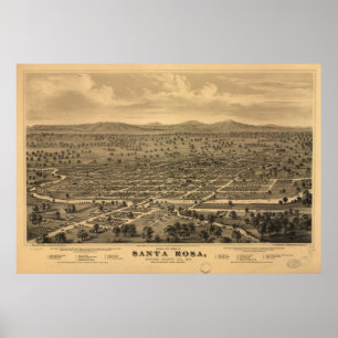 Vintage Pictorial Map of Santa Rosa CA (1876) Poster