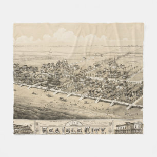 Vintage Pictorial Map of Sea Isle City NJ (1885) Fleece Blanket