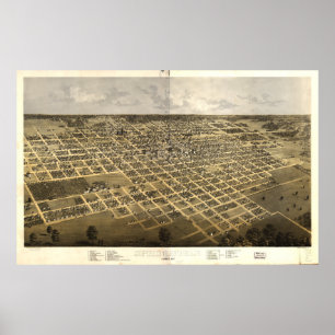 Vintage Pictorial Map of Springfield IL (1867) Poster