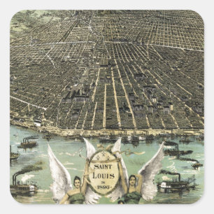 Vintage Pictorial Map of St. Louis (1896) Square Sticker