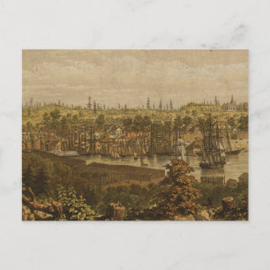 Vintage Pictorial Map of Victoria Vancouver (1860) Postcard