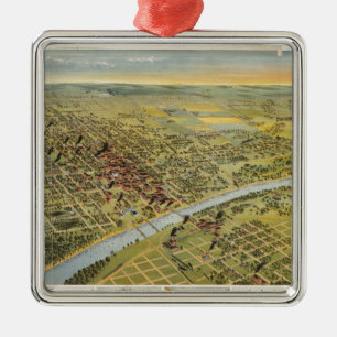 Vintage Pictorial Map of Waco Texas (1892) Metal Tree Decoration