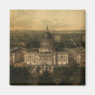 Vintage Pictorial Map of Washington D.C. (1857) Magnet