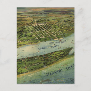 Vintage Pictorial Map of West Palm Beach (1915) Postcard