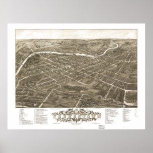 Vintage Pictorial Map of Youngstown Ohio (1883) Poster