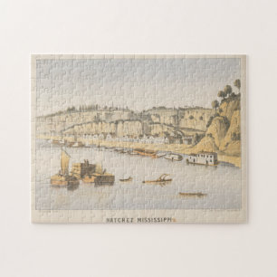 Vintage Pictorial View of Natchez MS (1854) Jigsaw Puzzle