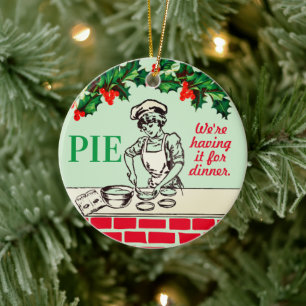 Vintage pie for dinner baker bakery pastry chef ceramic tree decoration