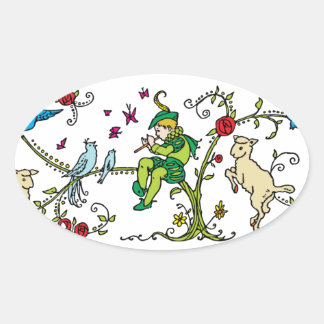 Vintage Pied Piper Oval Sticker
