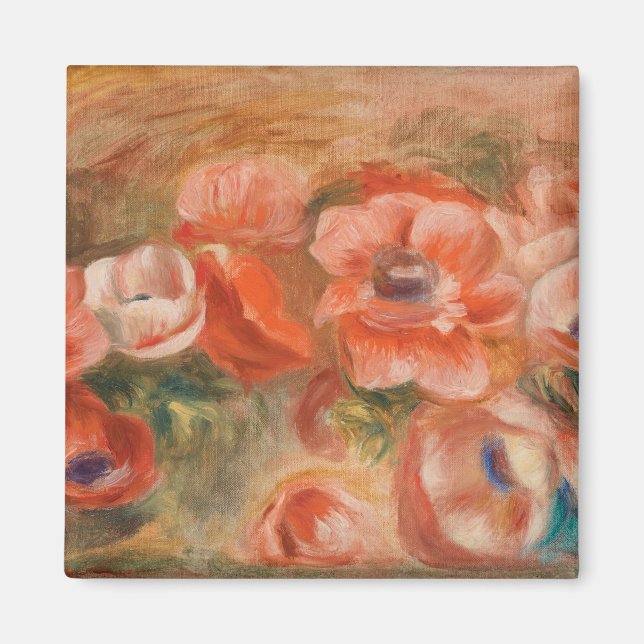 Vintage Pierre Auguste Renoir Blue Pink Anemones Magnet (Front)