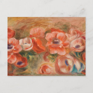Vintage Pierre Auguste Renoir Blue Pink Anemones Postcard