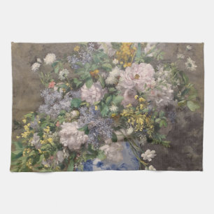 Vintage Pierre Auguste Renoir Spring Bouquet Tea Towel