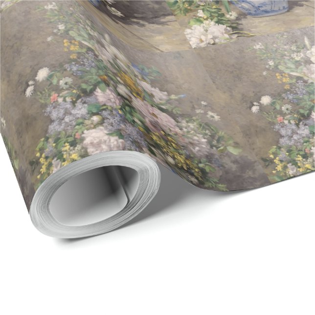 Vintage Pierre Auguste Renoir Spring Bouquet Wrapping Paper (Roll Corner)